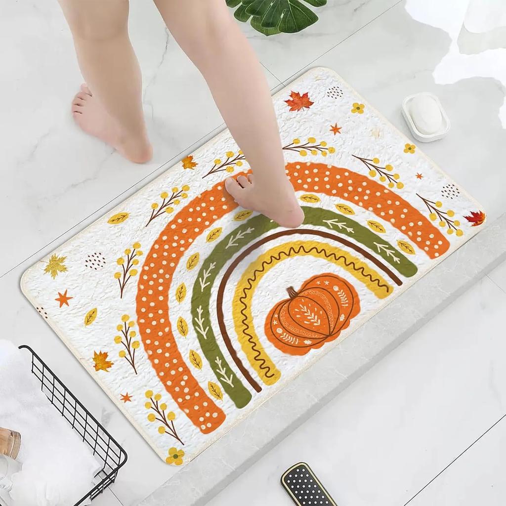 Maple Leaf Doormat Fall Botanical Maple Leaves Carpet Non Slip Autumn Leaves Print Bath Rug Entry Rugs for Bedroom Kitchen Decor