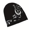 1Pc Men'S Fashion Music Notes Beanie Hat, 95% Polyester 5% Spandex Knit Skull Cap, Modern Style No Brim Bonnet