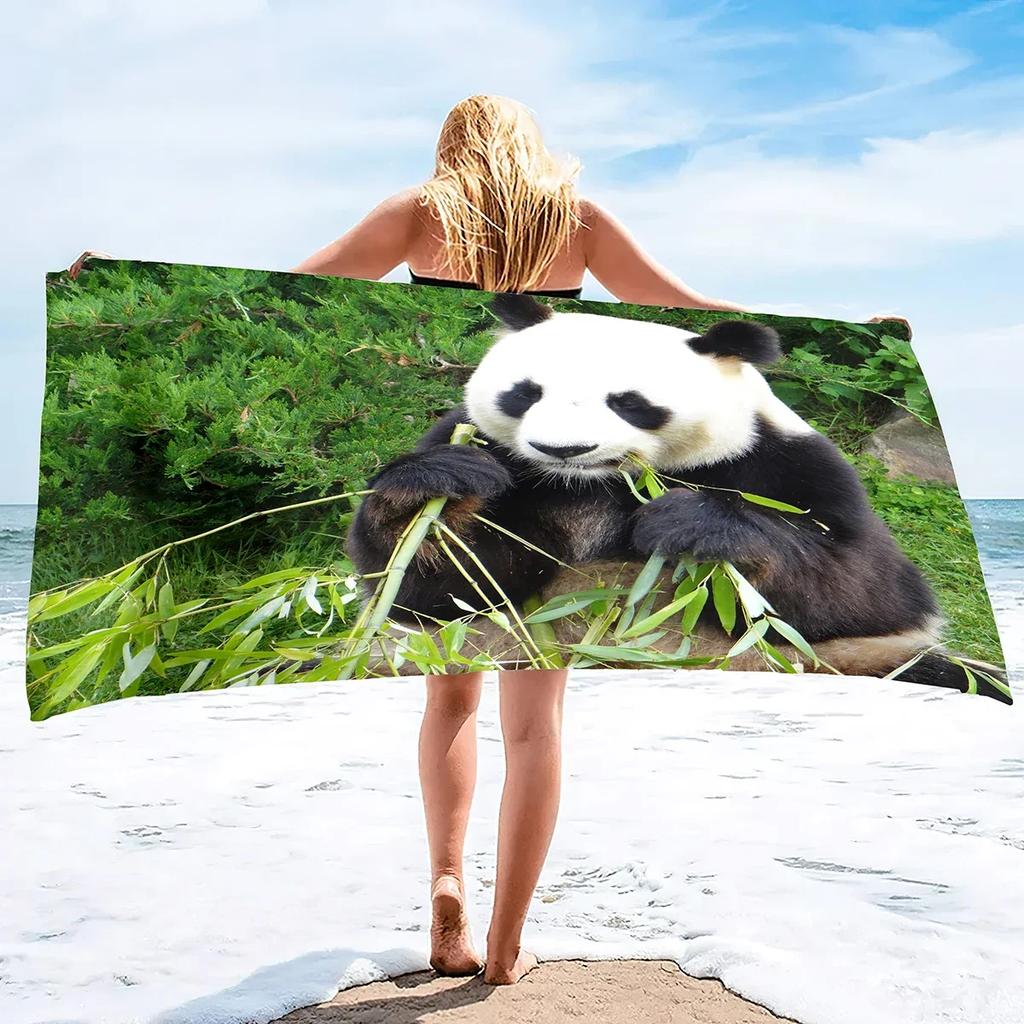 Cute Panda Beach Towels Quick Dry Microfiber Soft and Absorbent Bath Towel Outdoor Travel Oversized Beach Towel for Adults Kids