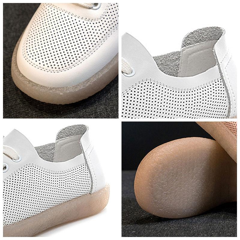 Fujin Sandales compensées à plateforme en cuir véritable de vache de 2,5 cm, mocassins Oxfords creux, chaussures plates d'été 2024 pour femmes, chaussures de mode