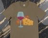 Wine Cheese and Baguette Bread Custom Tee for the Foodie and Food Lovers
