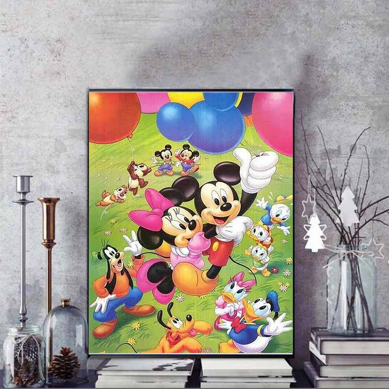 Disney Diamant PaintingEin fröhliches Gruppenporträt klassischer Charaktere 5D Strasssteinmosaik DIY Kreuzstich Geschenk/Heimdekoration