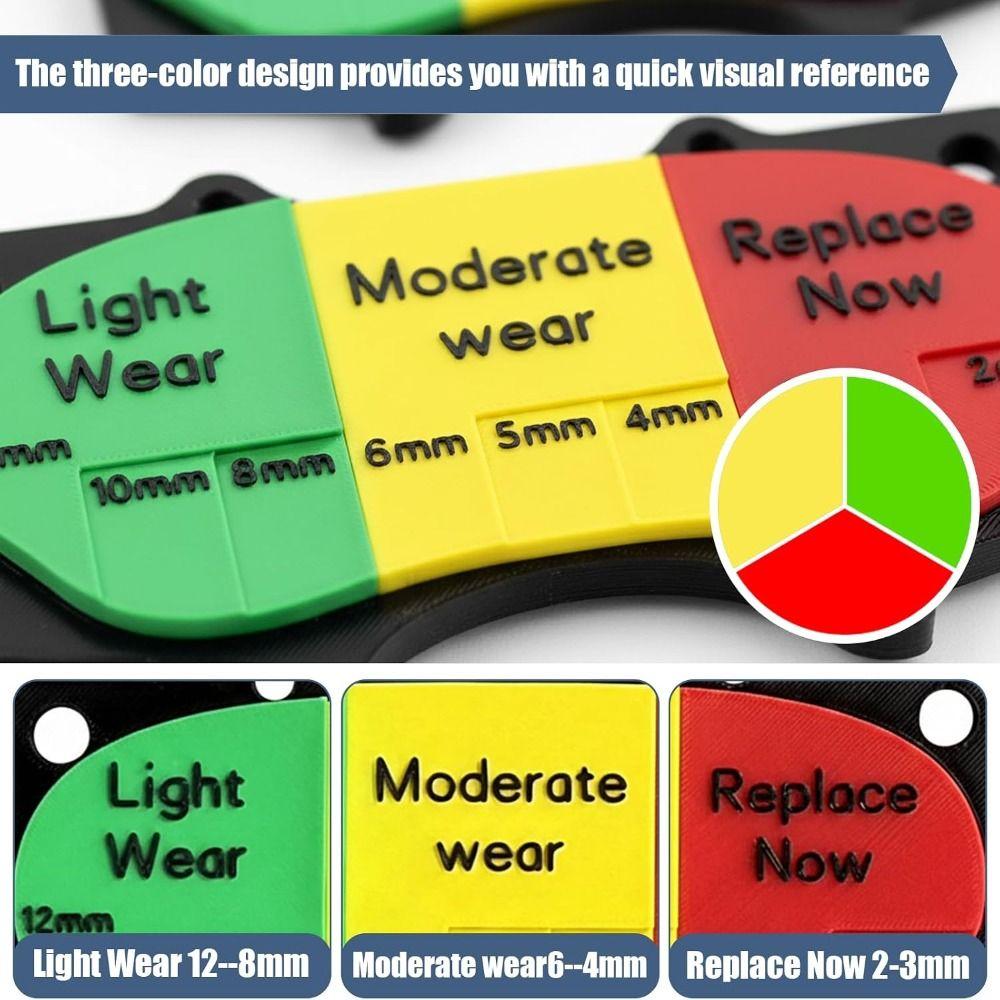 Color-Coded Brake Pad Thickness Gauge Wear Measurement Brake Pad Measuring Tool  Brake Inspection