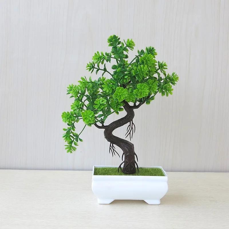 Artificial Plants Potted Bonsai Green Small Tree Plants Fake Flowers Potted Ornaments for Home Garden Decor Hotel Party  Decor