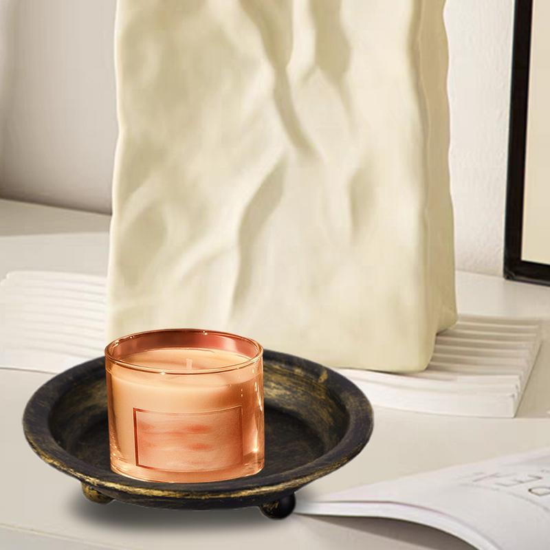 Candle Holder Iron Retro Round Candle Tray Metal Candle Holder Tray Suitable for Home Wedding Festival Decoration