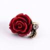 Ring Rose Leaf Elegant Vintage Women Rhinestone Ring for Dating