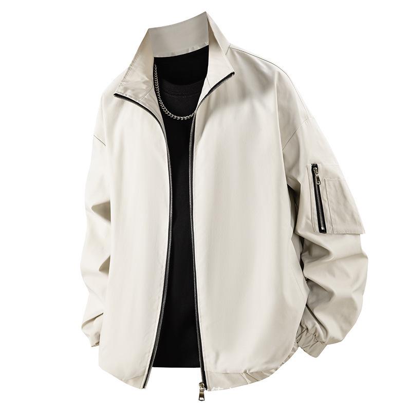 Men's Solid Color Baseball Bomber Jacket - Youth Spring/Autumn Casual Fashion Outerwear