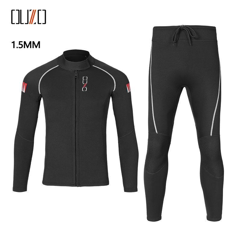 1.5mm Two-Piece Wetsuit for Men & Women: Long Sleeve & Pants, Cold & Sun Protection, Surfing Suit