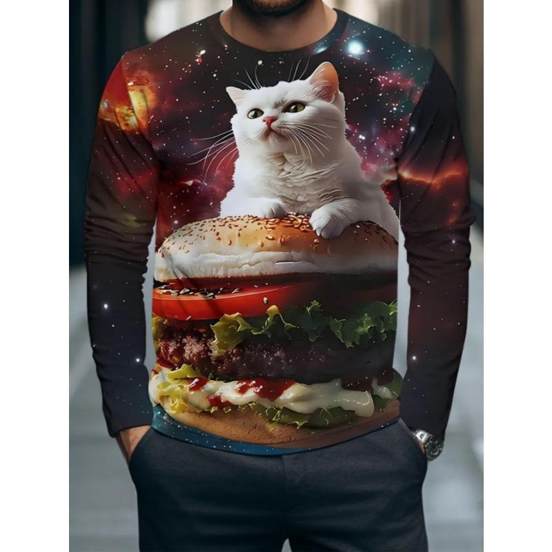 Herren Freizeit-T-Shirt mit langen Ärmeln, modischem Print-Design, ein bequemes und lässiges Oberteil, maschinenwaschbar