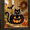 Adesivi Gatto Nero Zucca per Finestra Halloween Adesivo Murale, con Pipistrelli Volanti Decalcomania, PVC Rimovibile Arte Soggiorno Impermeabile Stacca e Attacca