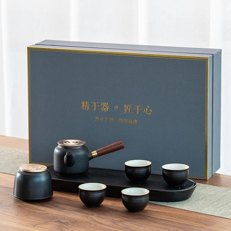 Ceramic Kung Fu Tea Set Household Dry Brewing Tea Tray Business Banking Corporate Activities High-end Gifts