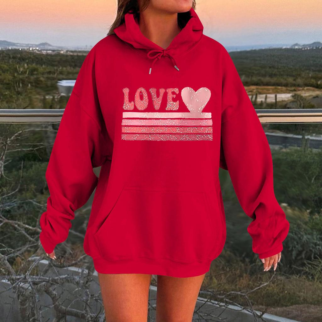 Damska luźna wygodna casualowa modna bluza z kapturem z długim rękawem z nadrukiem postaci