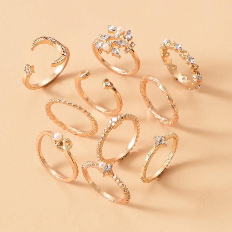Voll geschliffene Diamantringe, Schmuckstil Sternschmuck Damen Nische Leichter Luxus Ring Set Zubehör