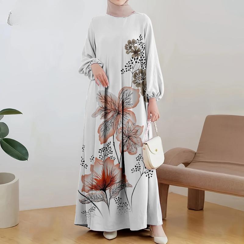 

Круглый вырез, модный, с принтом, солнцезащитный, дышащий, мусульманское женское платье, подходит для поездок на работу и отдыха 5XL золотой