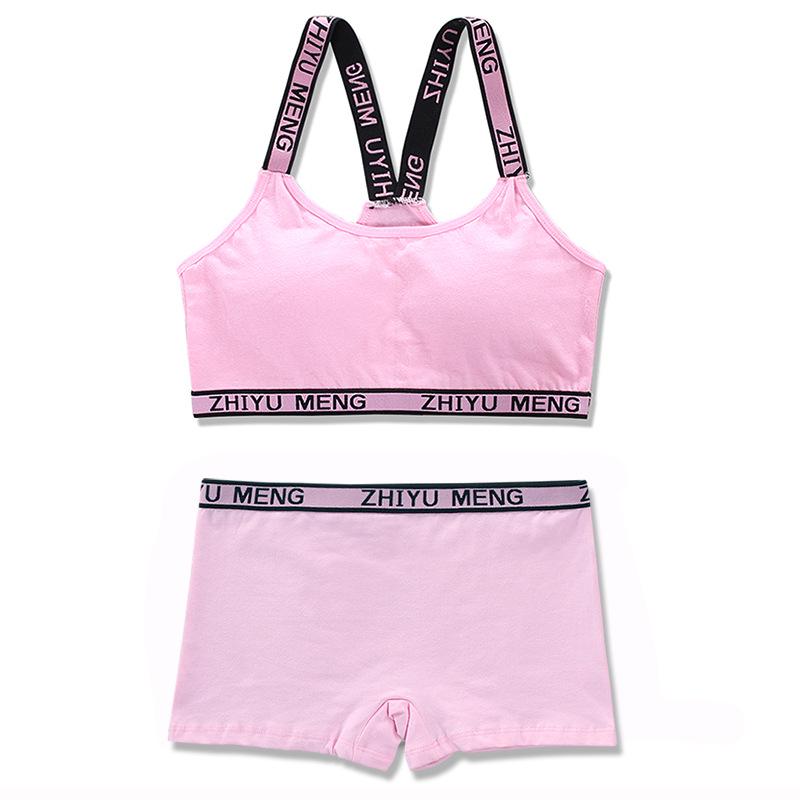 

Нижнее белье для девочек-подростков Комплекты хлопкового нижнего белья Детские спортивные бюстгальтеры для девочек Бюстгальтер для студентов для подростков one size розовый