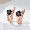 Shiny Black Natural Zircon English Earrings Luxury  Rose Gold Color High Quality Women Daily Fine Ethnic Jewelry