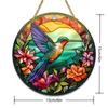 NEW Acrylic Painted Hummingbird Pendant Bird Floral Pattern Suncatcher Round Wreath Porch Window Outdoor Patio Hanging Ornaments