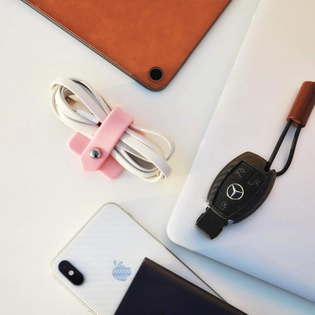 Silicone Earphone Organizer Earphone Wrap Winder Headphone Cord Organizer Wrap Winder Manager/Cable Winder(Pink, 1 Piece)