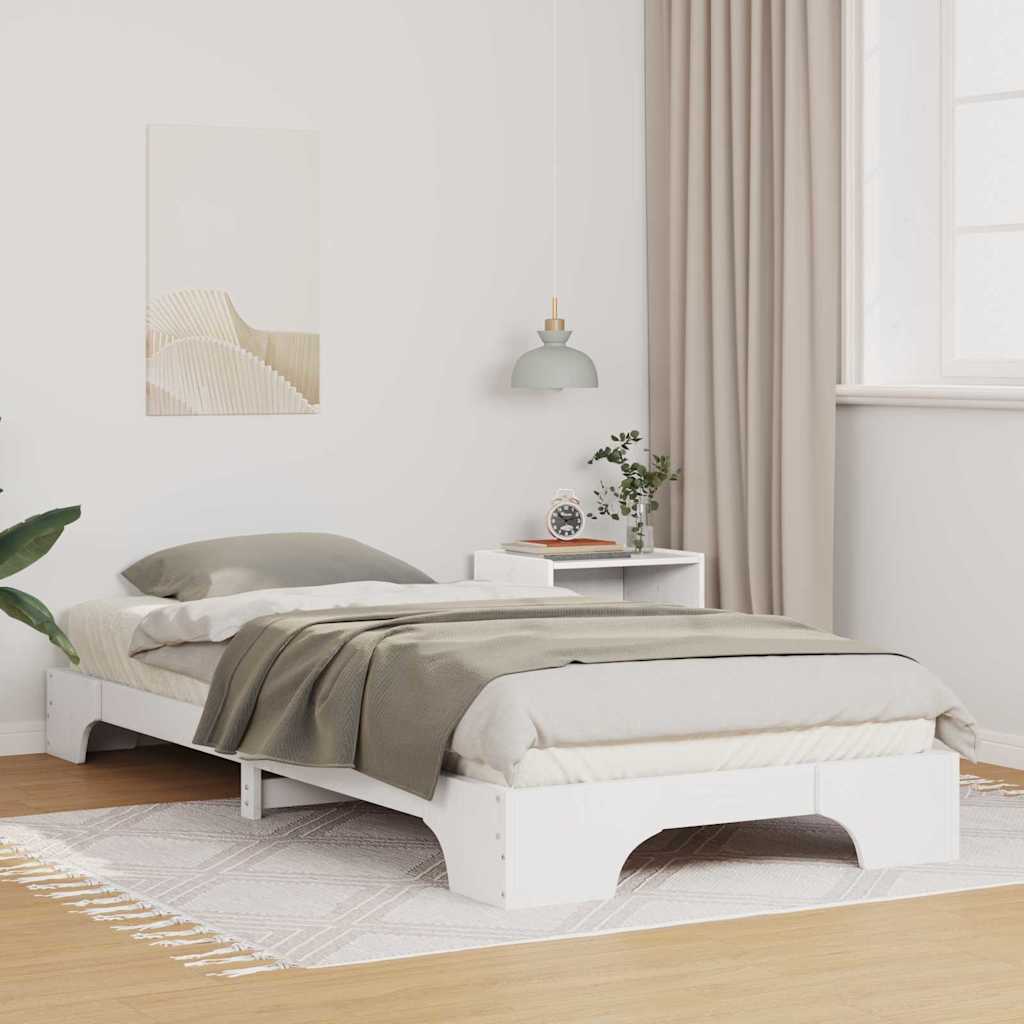 White Bed Frame 80 x 210 cm Solid Pine Wood