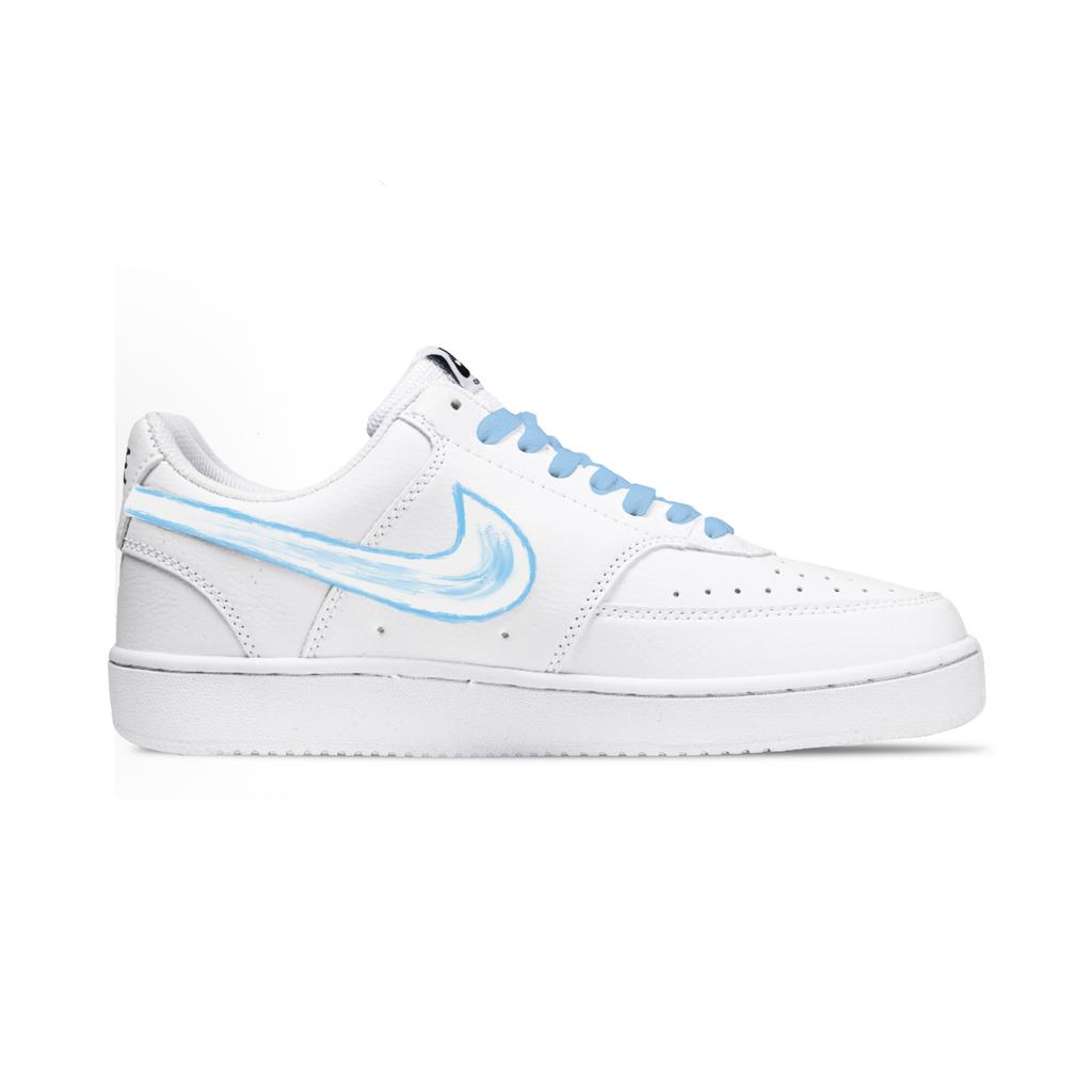Nike Court Vision 1 Abrasion Resistant Slip Resistant Low Top Skateboard Shoes Men's Blue White DH2987-101(Team2148-)