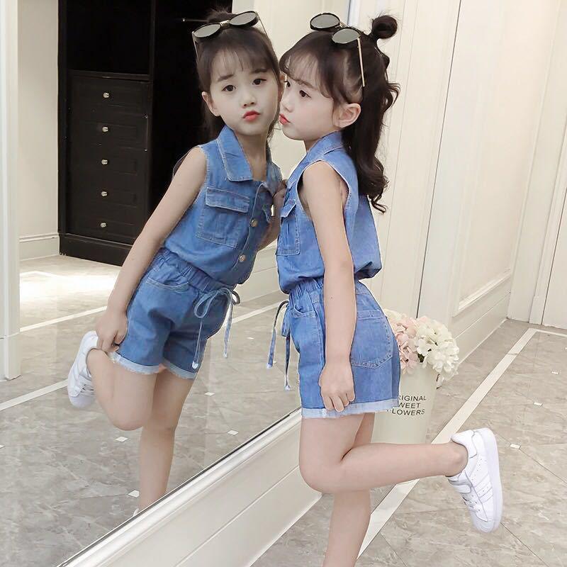Korean Girls In Jeans Shirt Buy Girls Clothing Sets Summer Denim