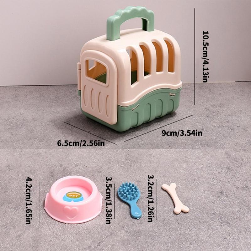 1:12 Scale Nest Pet Dog Crate Pretend-Play Kid Playset Pet Realistic Dollhouses Pet Dog Bowl