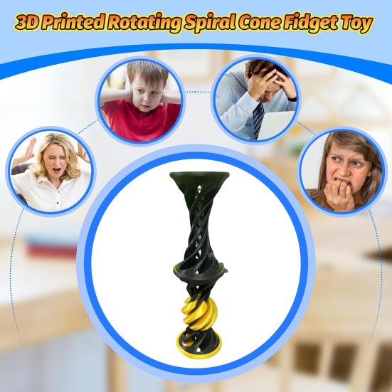 Jucărie Spirală Imprimată 3D cu Bilă de Lansare Piramidă Imposibilă Sculptură de Trecere Iluzie de Fir Vortex Eliberare Stres