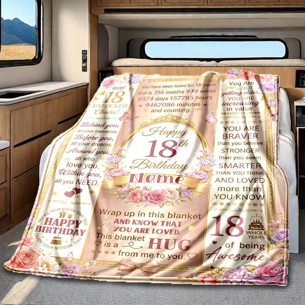 18Th Birthday Celebration Blanket Durable Comfort For Sofa Couch Office Bed Picnics Ideal For All Seasons Stylish Decor Perfect Gift For Relatives And