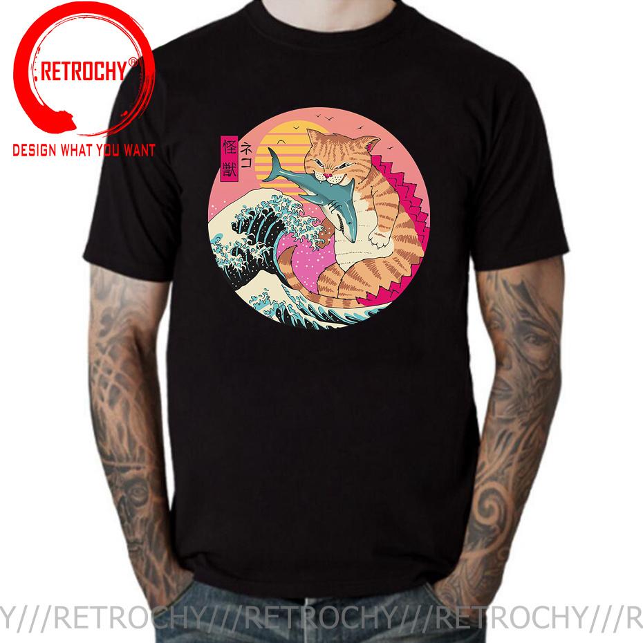 2022 Newest Design Catana Kawaii Harajuku T Shirt men Ninja Cat tshirt Samurai Cat Anime Tshirt Japanese Kaiju Sushi Cat Tshirt S