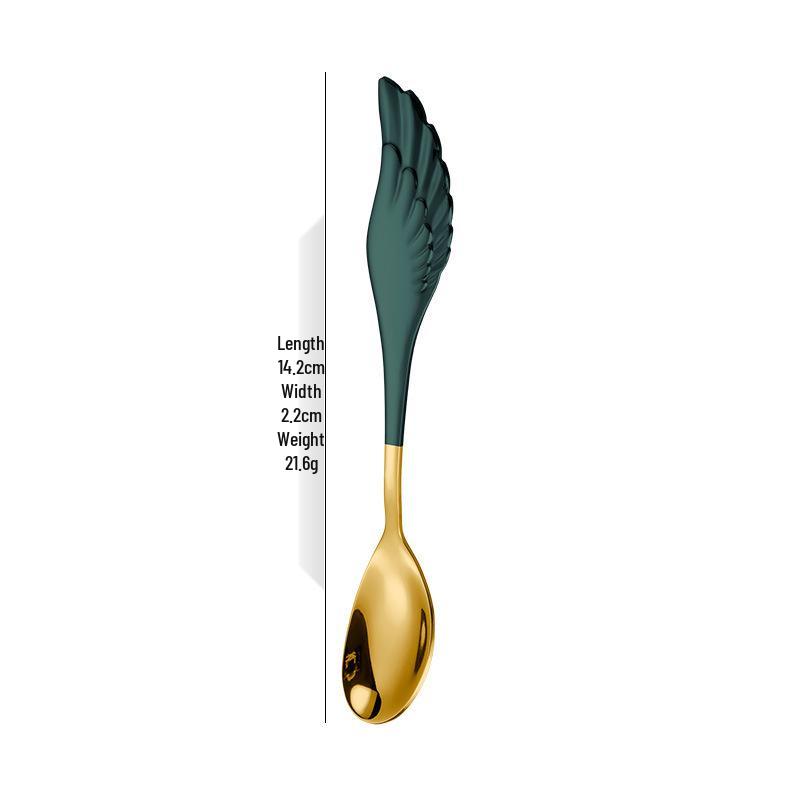 Creative 304 Stainless Steel Wing Spoon & Fork Set - 2-Piece for Dessert, Coffee & Hotels