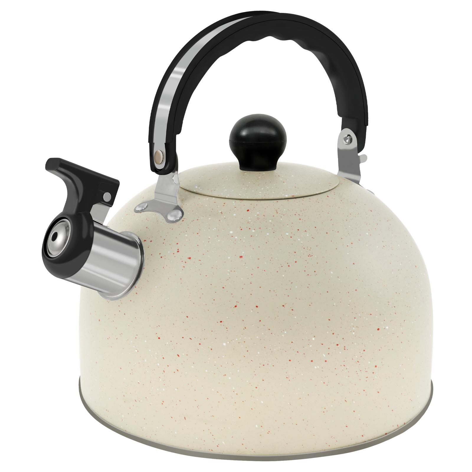 

Чайник из нержавеющей стали большой емкости 3 л, ручка против ожогов, чайник для газового нагрева, для домашнего использования, кипятильник для воды, чайник с открытой водой 3L бежевый