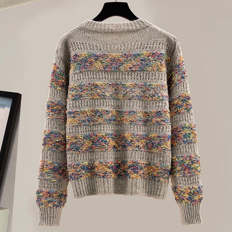 Women's Striped Wool Blend Hollow-out Sweater