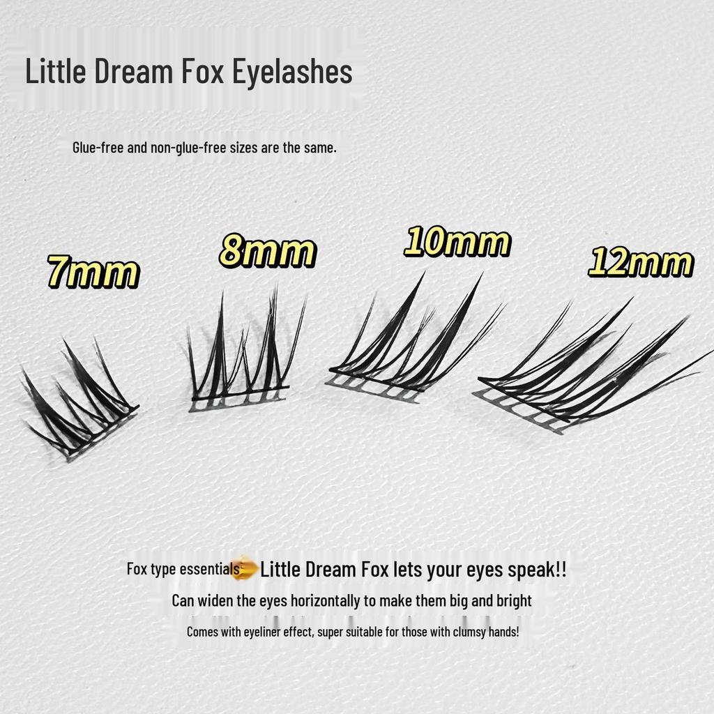 HERORANGE Dream Fox Glue-Free Cluster Eyelashes – Natural, Dense, Fox-Eye Look for Beginners