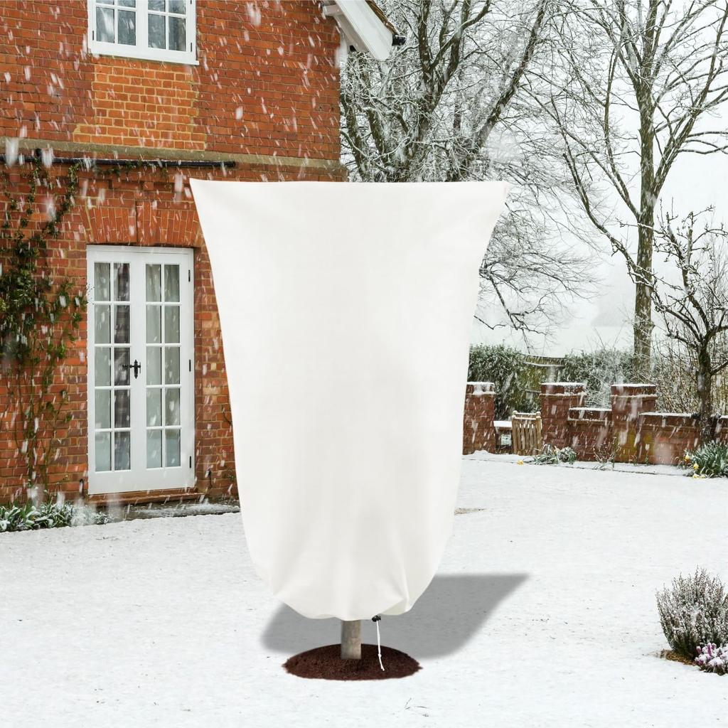 80 X 100cm Plant Frost Protection Cover Nonwoven Outdoor Windproof Warm Winter Freeze Guard for Greenhouse/Garden