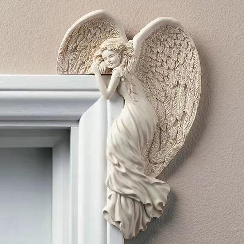

Elegant Resin Angel Wings Doorway Decoration with Goddess Figure for Home Decoration