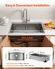 85cm Kitchen Top Mount Single Bowl Sinks, Stainless Steel Drop-In Farmhouse Basin with Accessories, Household Dishwasher Sinks for RV, Prep Kitchen,