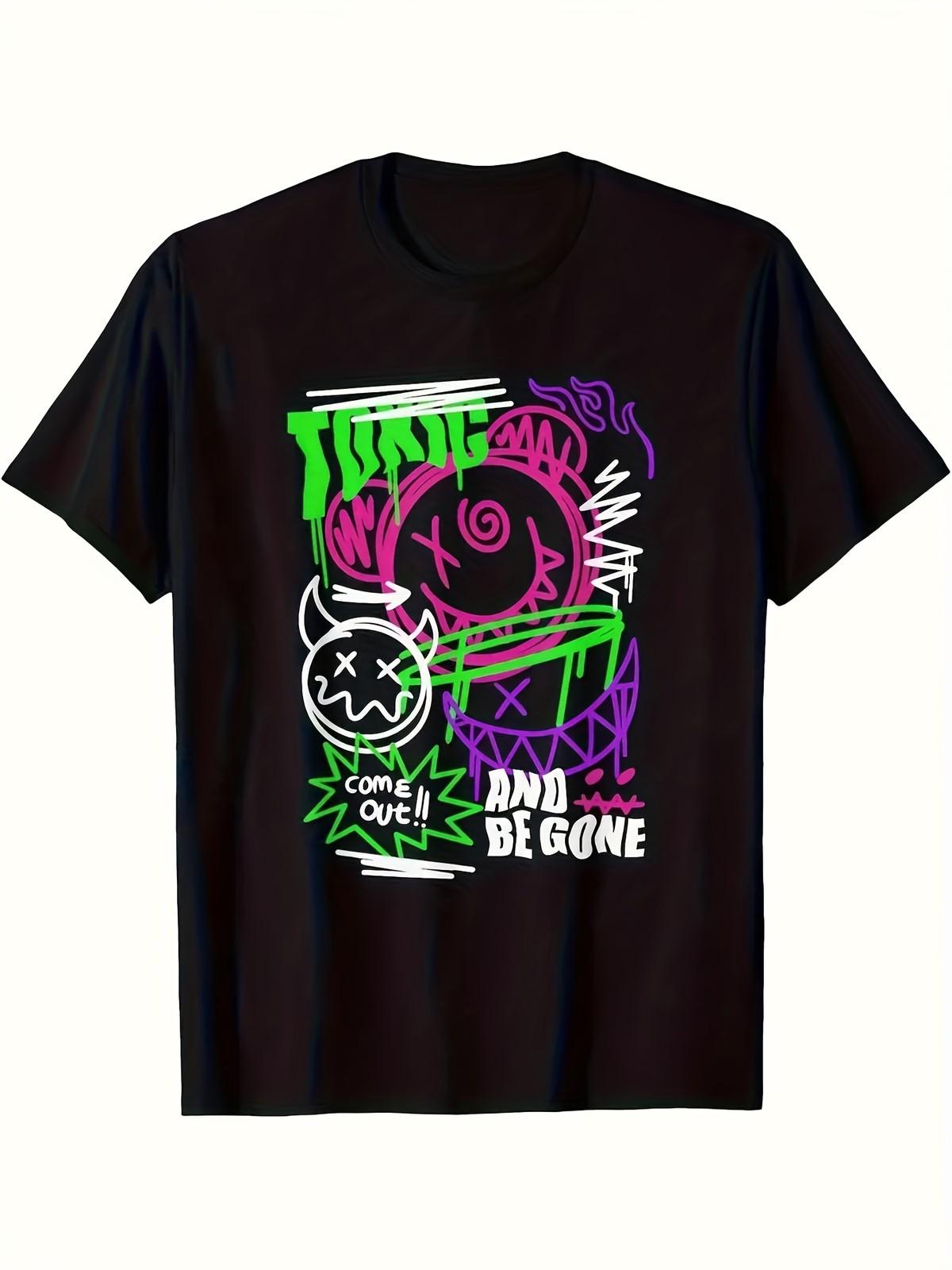 Men s Casual Graffiti Print Fashion Short-Sleeve T-Shirt S