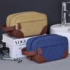 Handing Toiletry PU Leather Canvas Men Wash Shaving Women Toiletry Storage Waterproof Makeup Travel Organizer Retro Cosmetic Bag