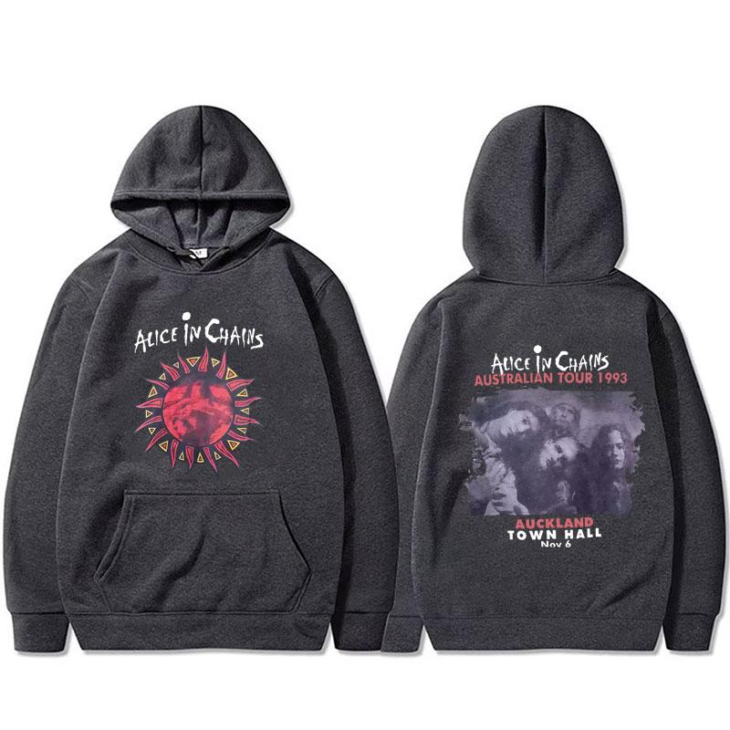 

Толстовка Alice in Chains Rock Band Тур 1993 Чоловіки Жінки Повсякденна Фліс Бавовна Спортивний костюм Чоловічий Готичний Панк Оверсайз Худі 2XL темно-сірий колір