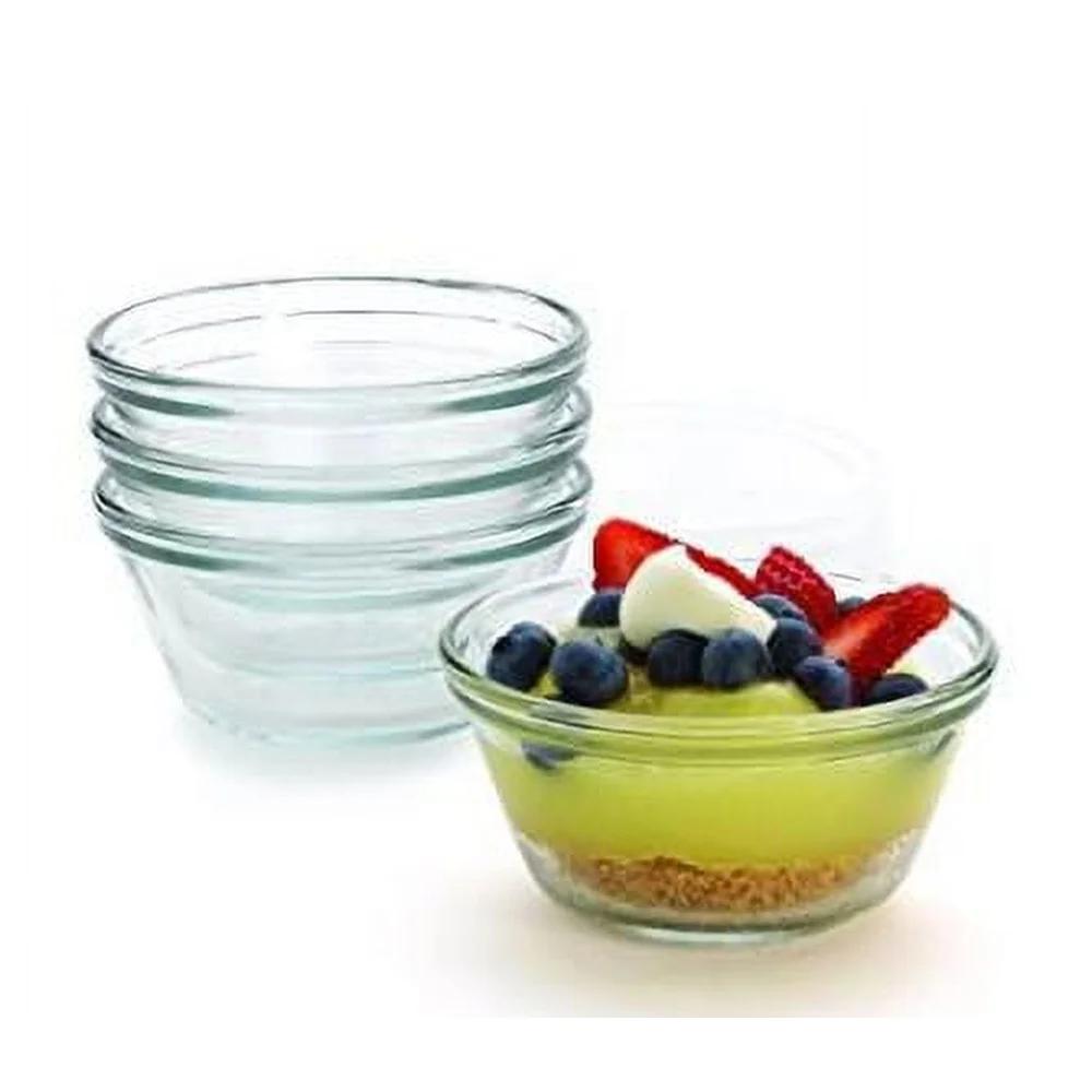 8 Piece Custard Cup Set with Lids Clear Glass Storage Containers BPA Free Dishwasher Safe Oven Freezer Microwave Safe Durable