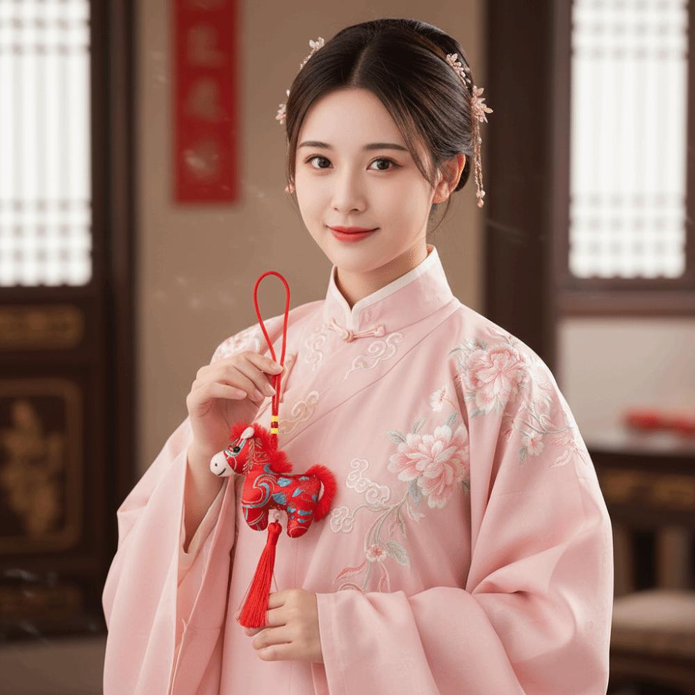 Satin Pony Embroidered Pendant Spring Festival Car Hanging Ornaments  National Wind Style