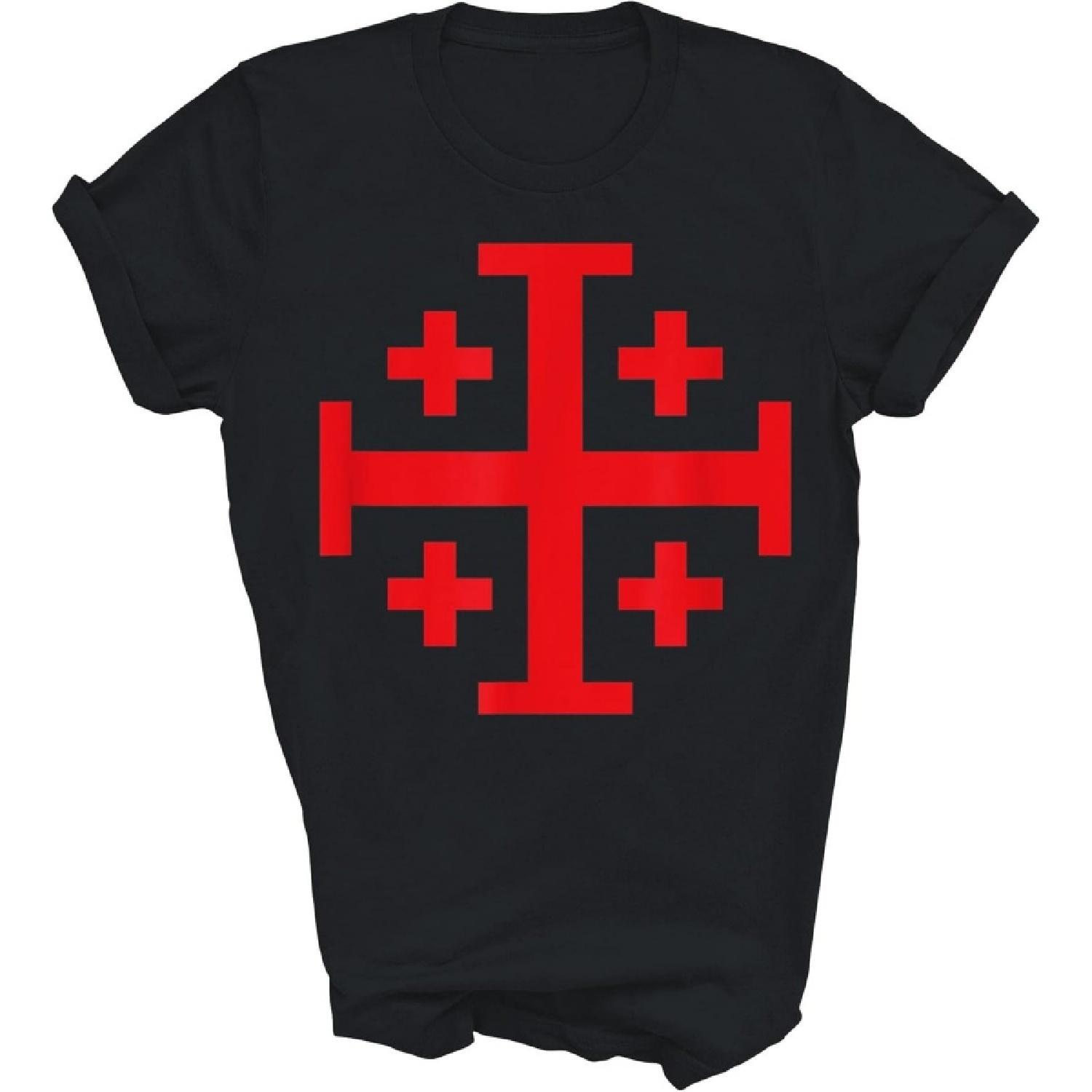 Above Good Tee Knight Templar Red Jerusalem Cross Halloween Costume Unisex Shirt Gift Women Men T-Shirt (Black;M) S