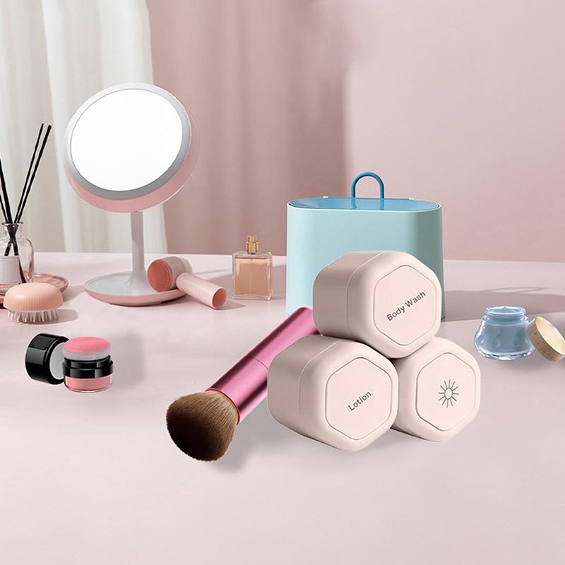 2/3Pcs Travel Container Magnetic Storage With Lids Cosmetic Dispenser Stacking Design Bottle For Face Cream Sunscreen Organizer