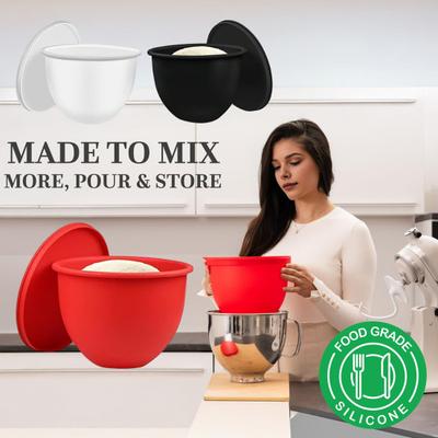 Silicone Liners for KitchenAid 5-quart Mixer Bowl Reusable Bowl Covers for Storage Mixing Heat-Resistant
