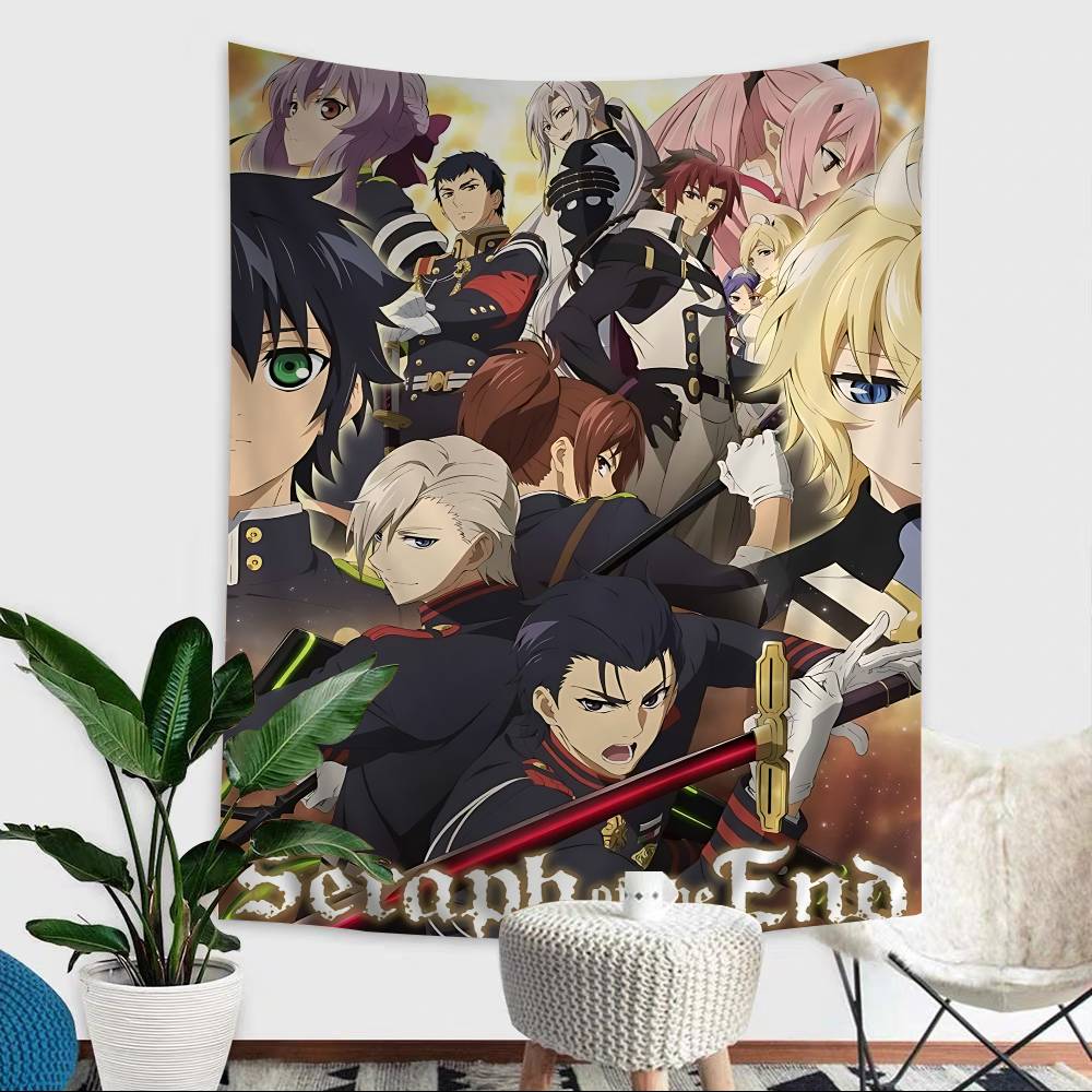 Japanese Seraph Of The End Cartoon Tapestry Art Science Fiction Room Home Decor Wall Hanging Home Decor