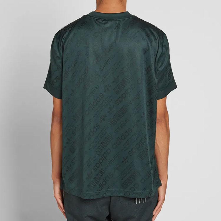 Adidas Originals Alexander Wang Striped Satin Sports Short Sleeve Football Shirt Men Shirts Green CW0506