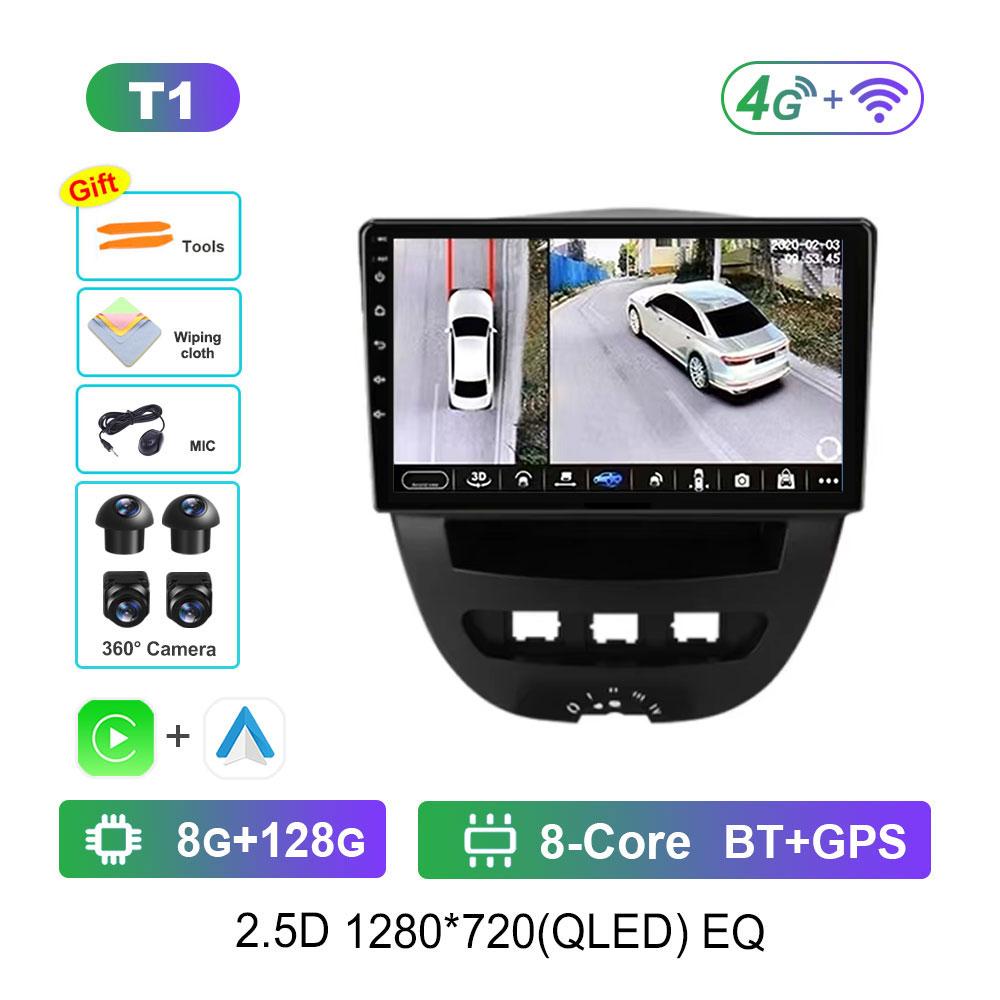 For Peugeot 107 For Toyota Aygo For Citroen C1 2005 - 2014 Android 14 GPS Car Video Multimedia Player BT WiFi HD Touch Screen 4G