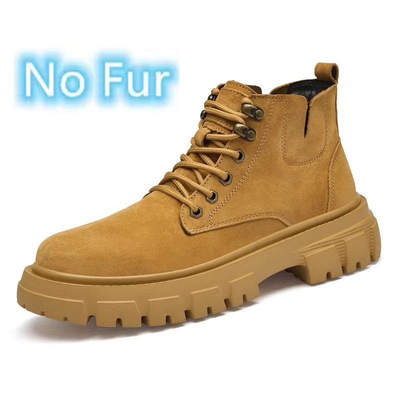 Fashion Plush Fur Motocross Boots for Men Outdoor Basic Boots Winter Autumn Suede Leather Boots Fashion new Hiking High Top Sneakers