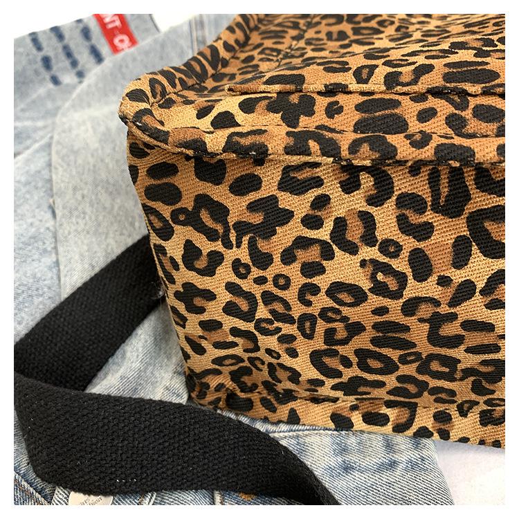 Women's High-End Leopard Print Canvas Tote Bag - Autumn/Winter Fashion, Large Capacity, Casual Crossbody & Shoulder Bag