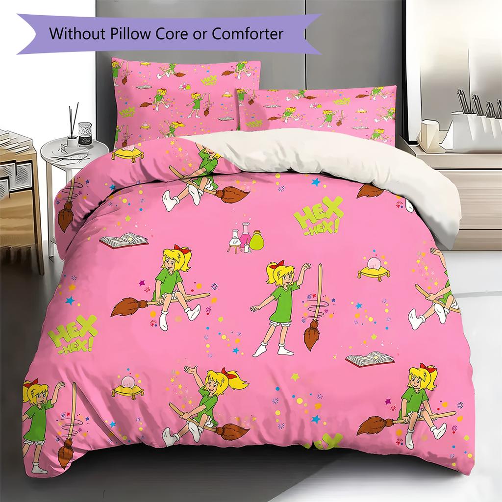 Bibi and Tina Pattern Bedding,Quilt Set Quilt Cover Pillowcase Home Birthday Gift (1 * Duvet Cover + 2 * Pillowcase, Without Core)